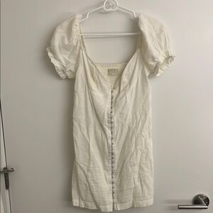 Urban Outfitters White Puff Sleeve Button-Down Dress